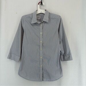 Shirt Collection 1/2 Sleeve Button Down Striped Shirt Womens Small Blue